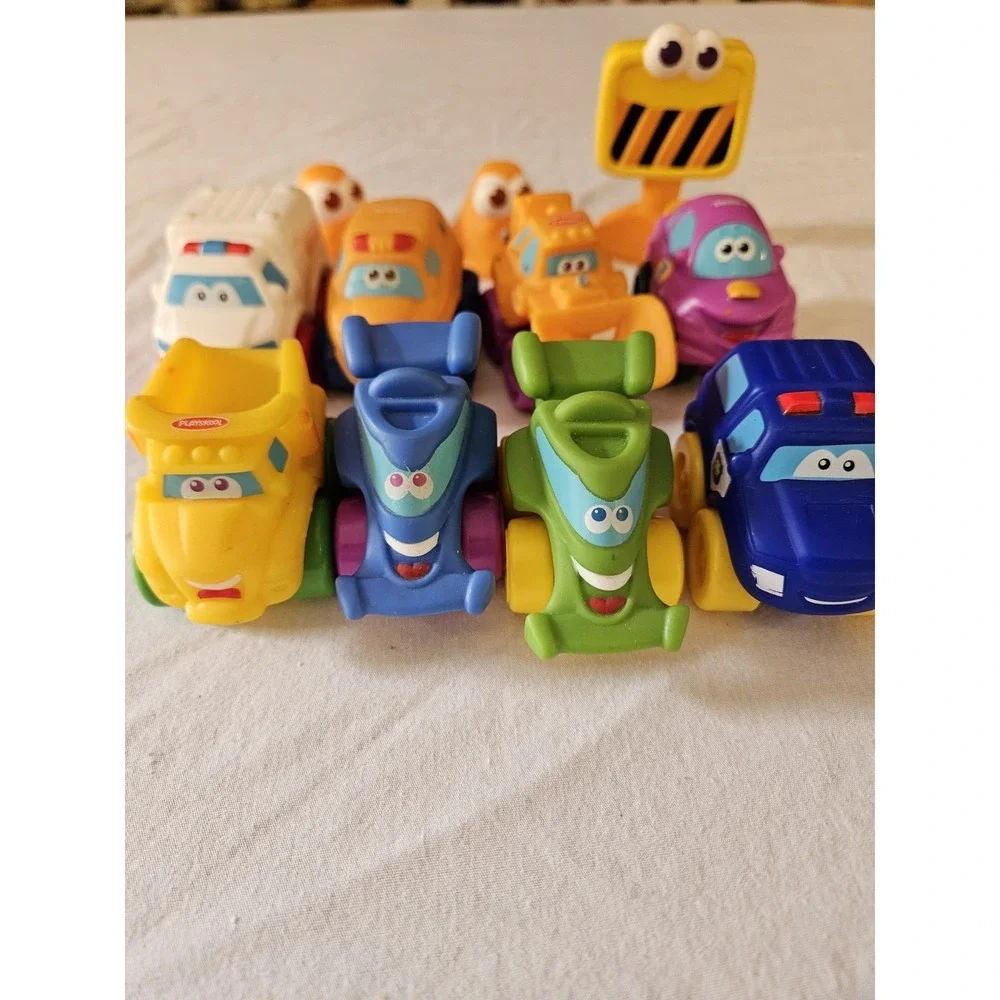 Playskool Tonka Chunky Vehicles Toy Lot Cars Trucks Cones Road Sign Toddler Toys